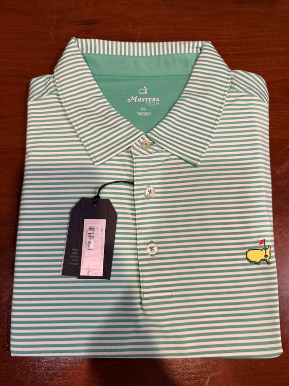 Masters Tech Green White Striped Golf Polo XXL 2XL NWT MT2300-355